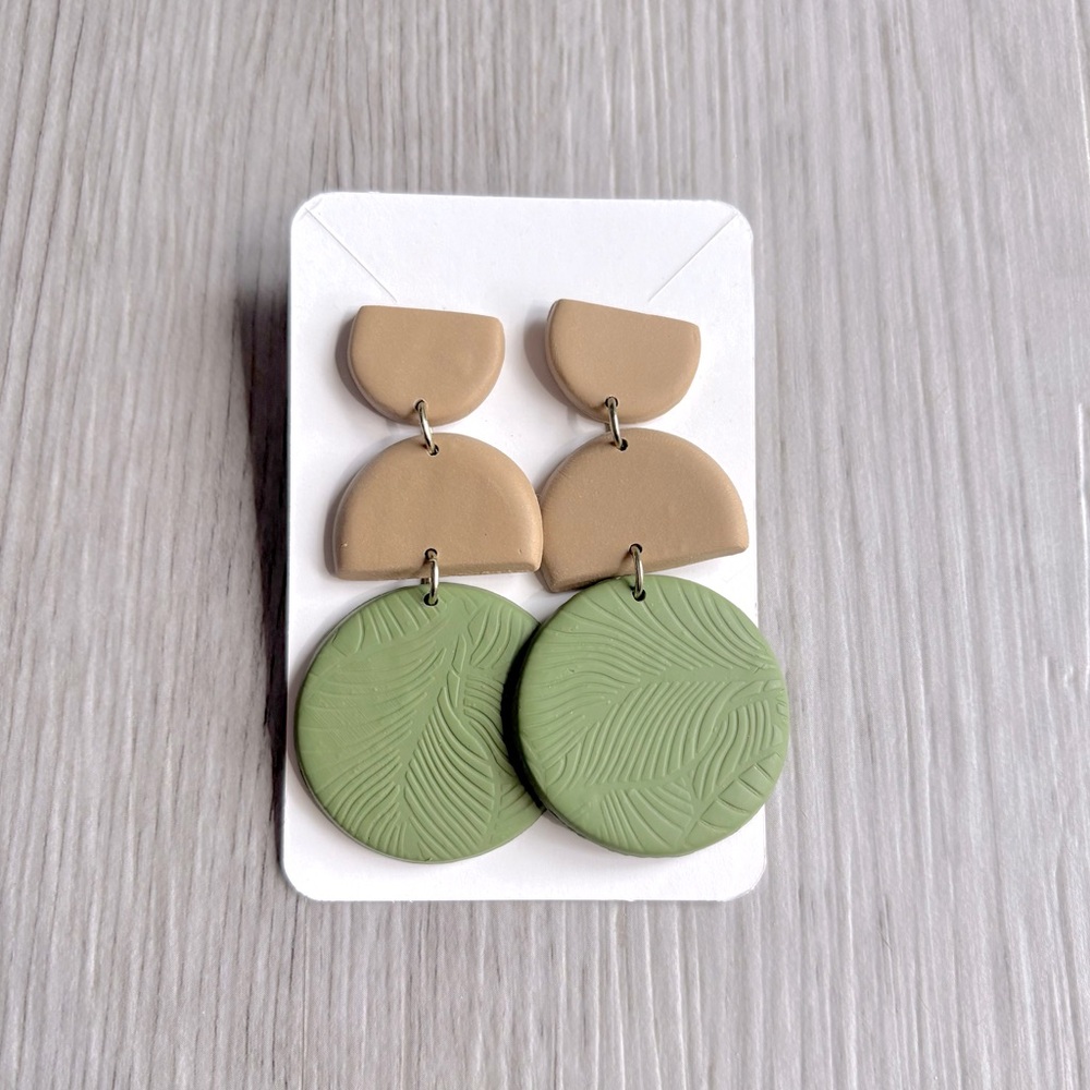 Tan/Green Clay Earrings